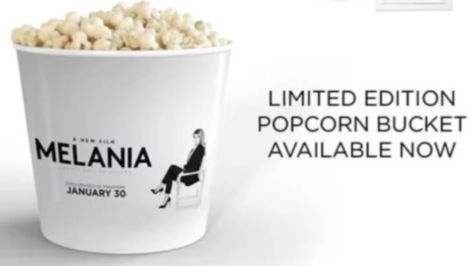 Ведро для попкорна с рекламой документального фильма Мелания